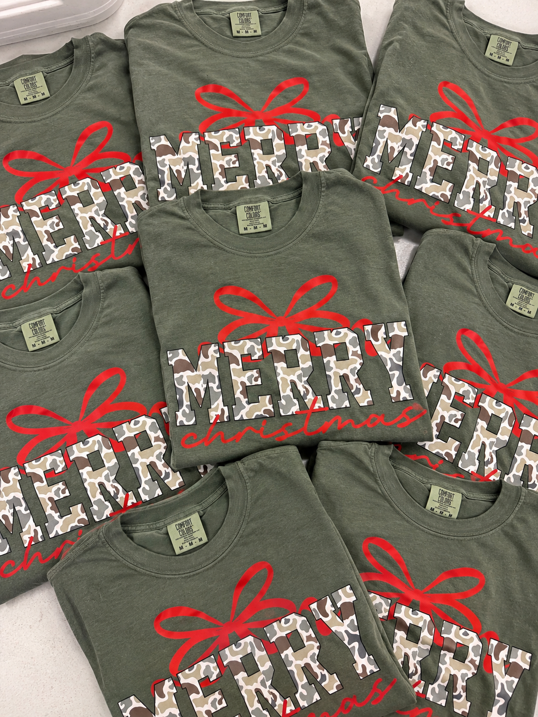 Camo Merry Christmas Graphic Tee, Moss