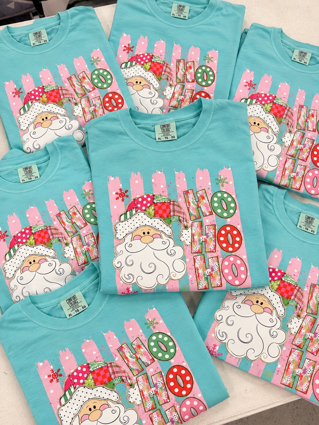 Whimsy Santa Ho Ho Ho Graphic Tee, Chalky Mint