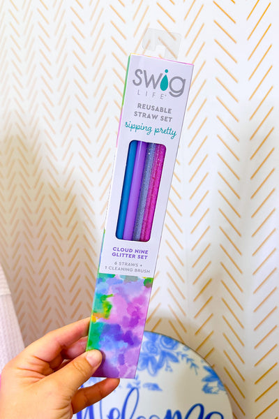 Swig Cloud Nine Glitter Reusable Straw Set