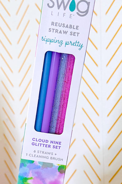 Swig Cloud Nine Glitter Reusable Straw Set