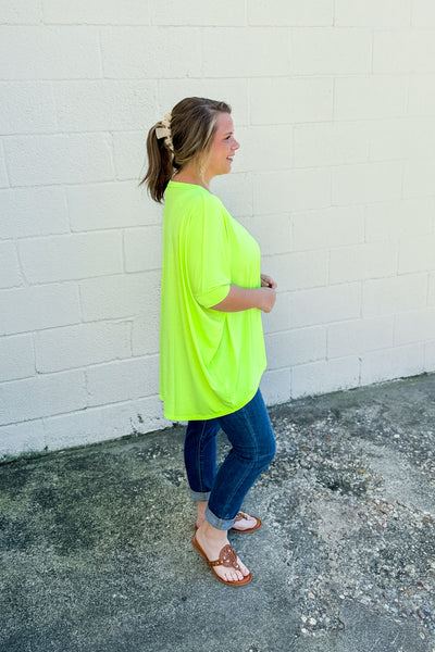 See Her Coming Oversized Top, Neon Green