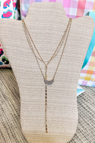 Layered Necklace with Druzy Moon