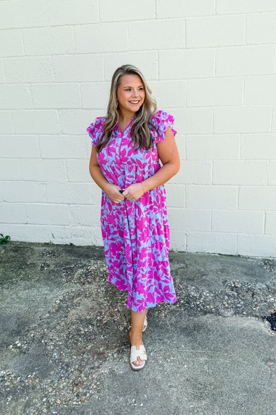 Living For You Floral Tiered Midi Dress