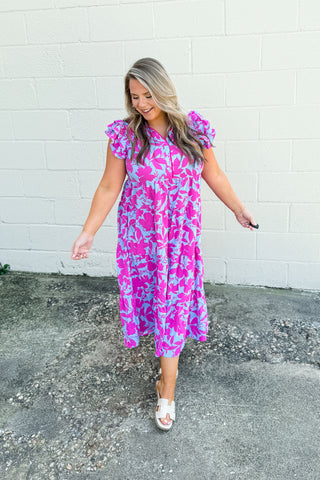Living For You Floral Tiered Midi Dress