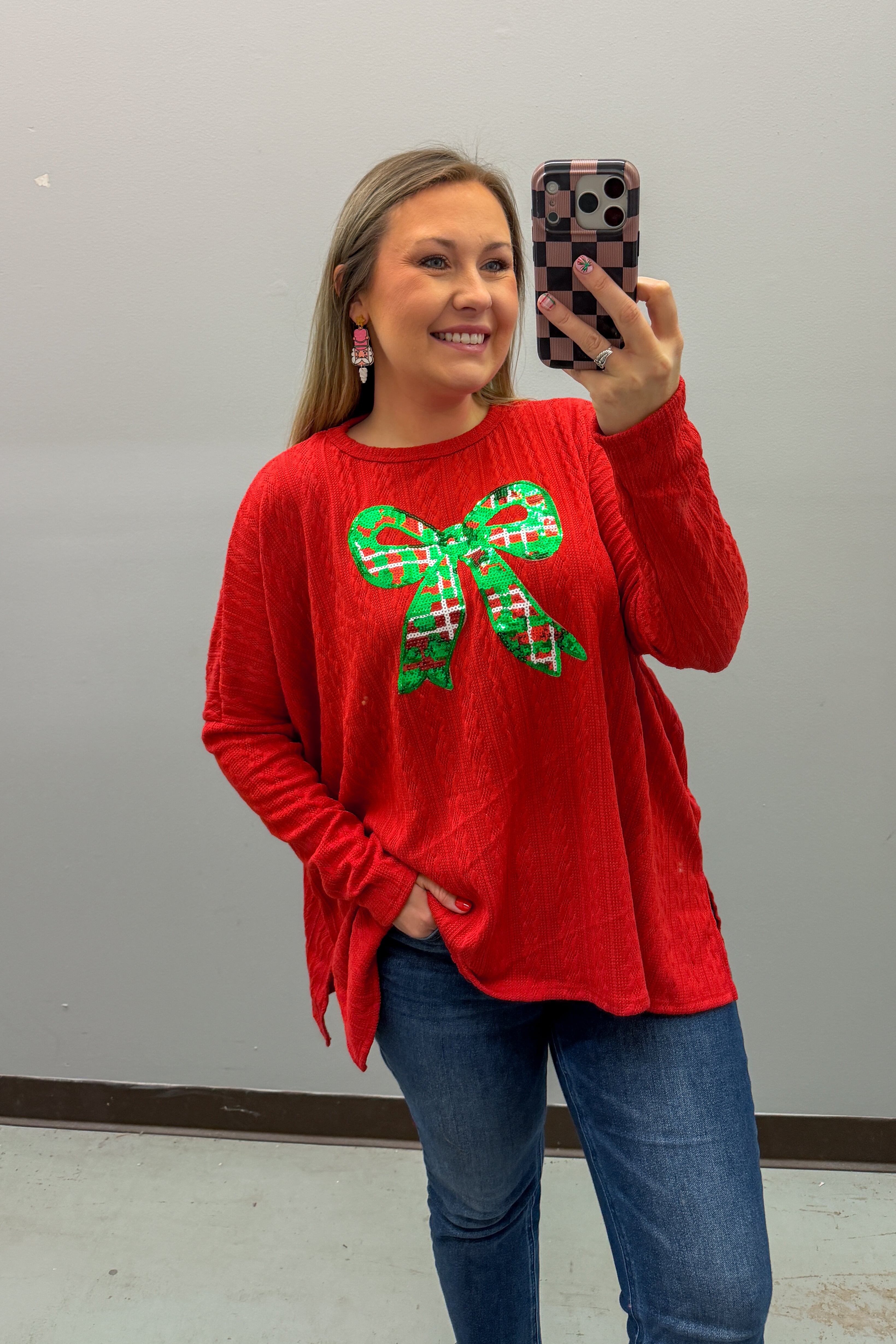 Christmas Charm Sequin Bow Top
