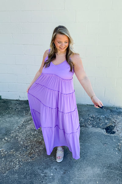 Olivia Tiered Maxi Dress, Lavender