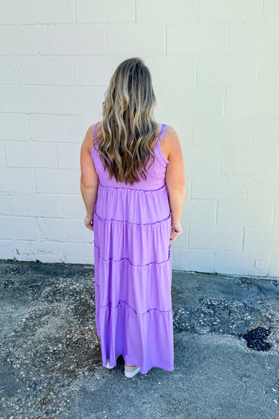 Olivia Tiered Maxi Dress, Lavender