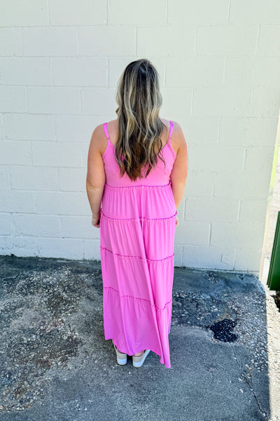 Olivia Tiered Maxi Dress, Candy Pink