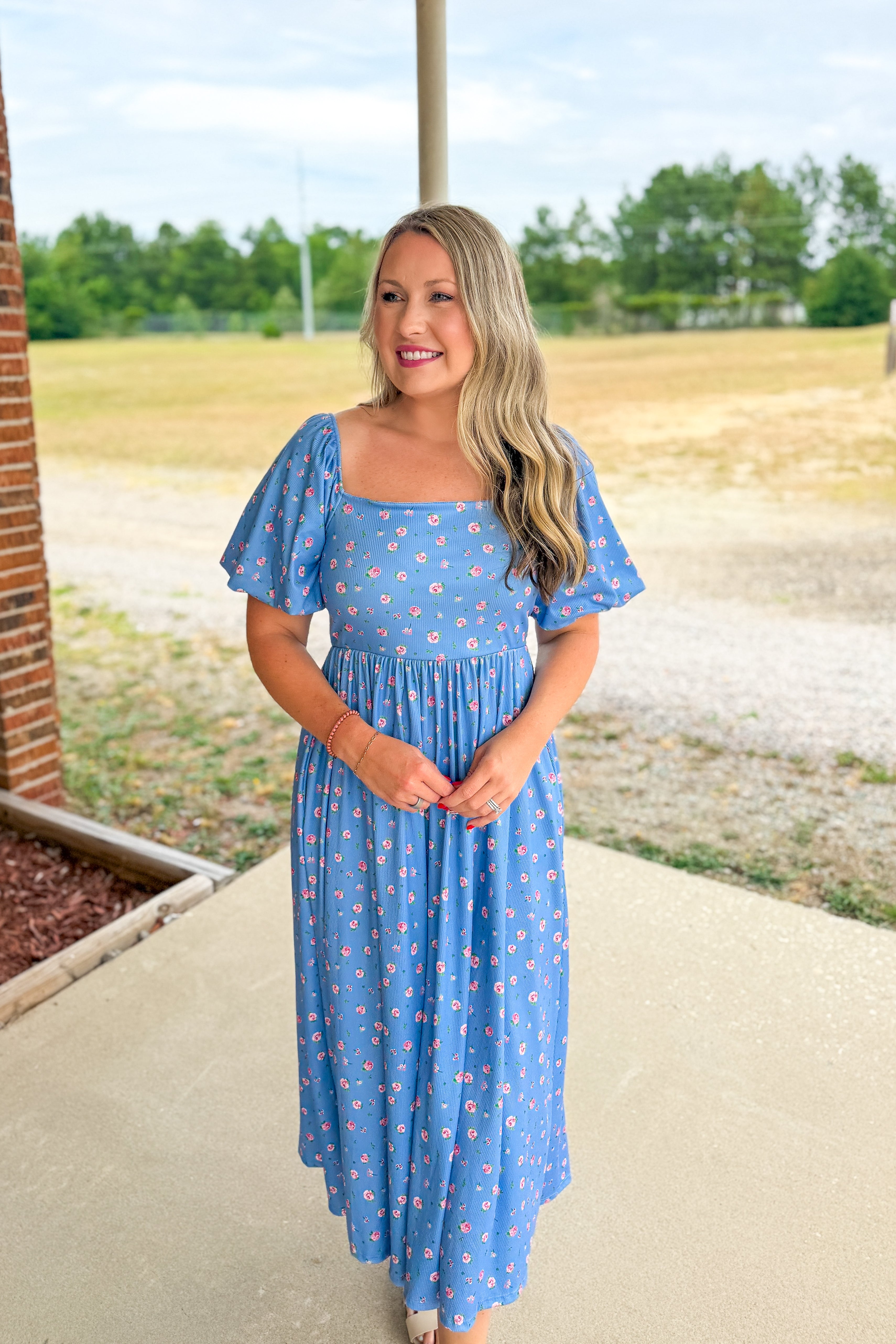 Blue Blossom Delight Maxi Dress