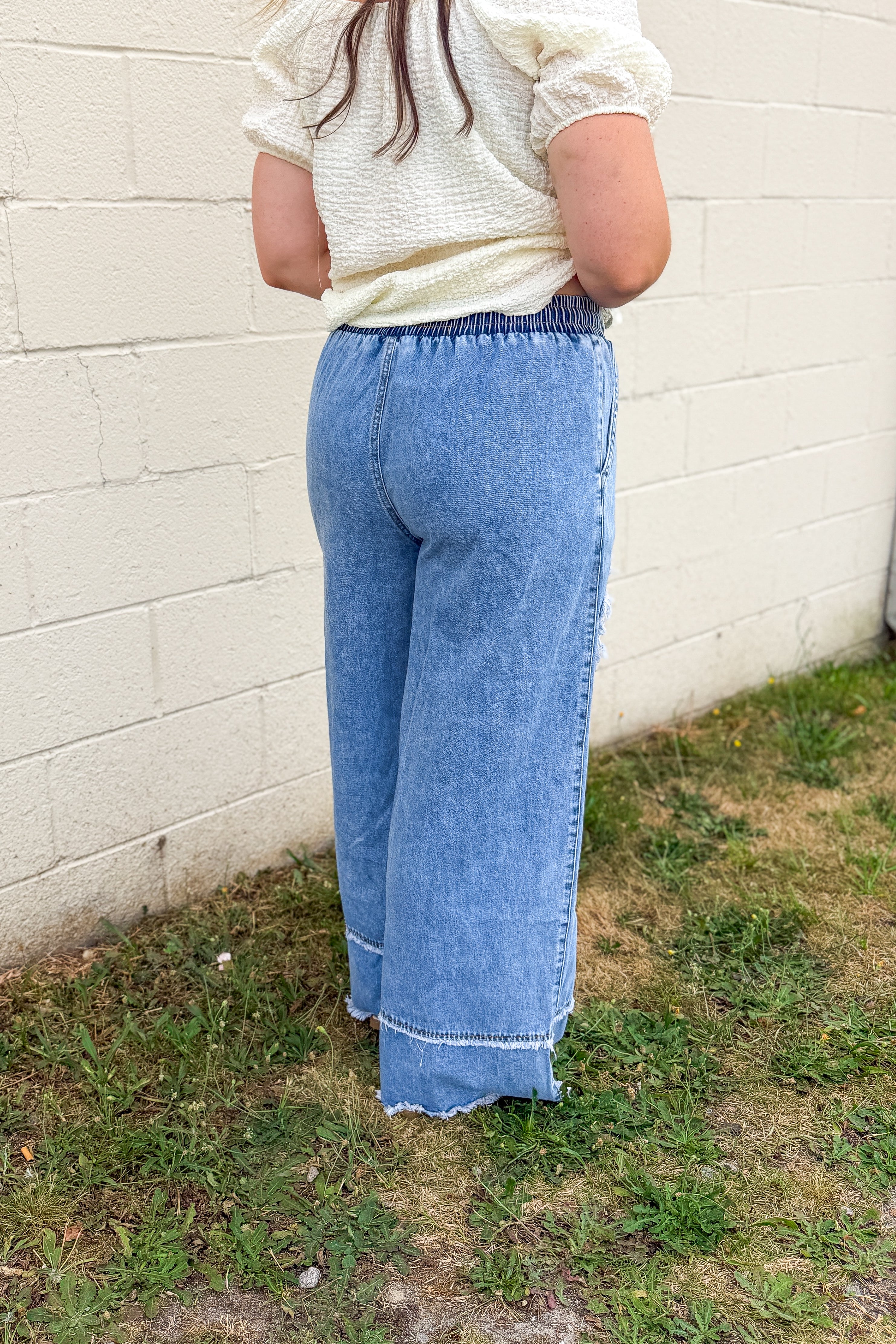Fresh Picked Floral Wide Leg Denim Pants