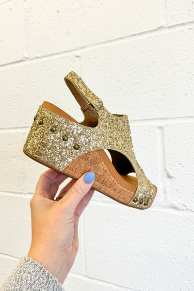 DEAL | Corkys Carley Wedge Sandals, Gold Glitter