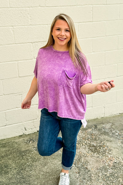 Where It Ends Ribbed Top, Violet