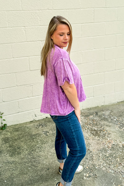 Where It Ends Ribbed Top, Violet