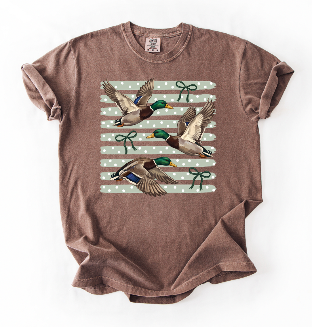 Striped Coquette Vintage Ducks Graphic Tee, Espresso