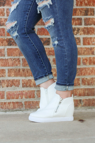 SALE | Michelle Wedge Sneaker, White
