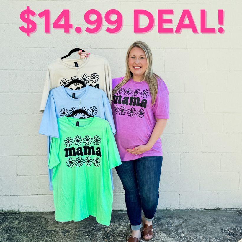 $14.99 Mama Floral Graphic Tee