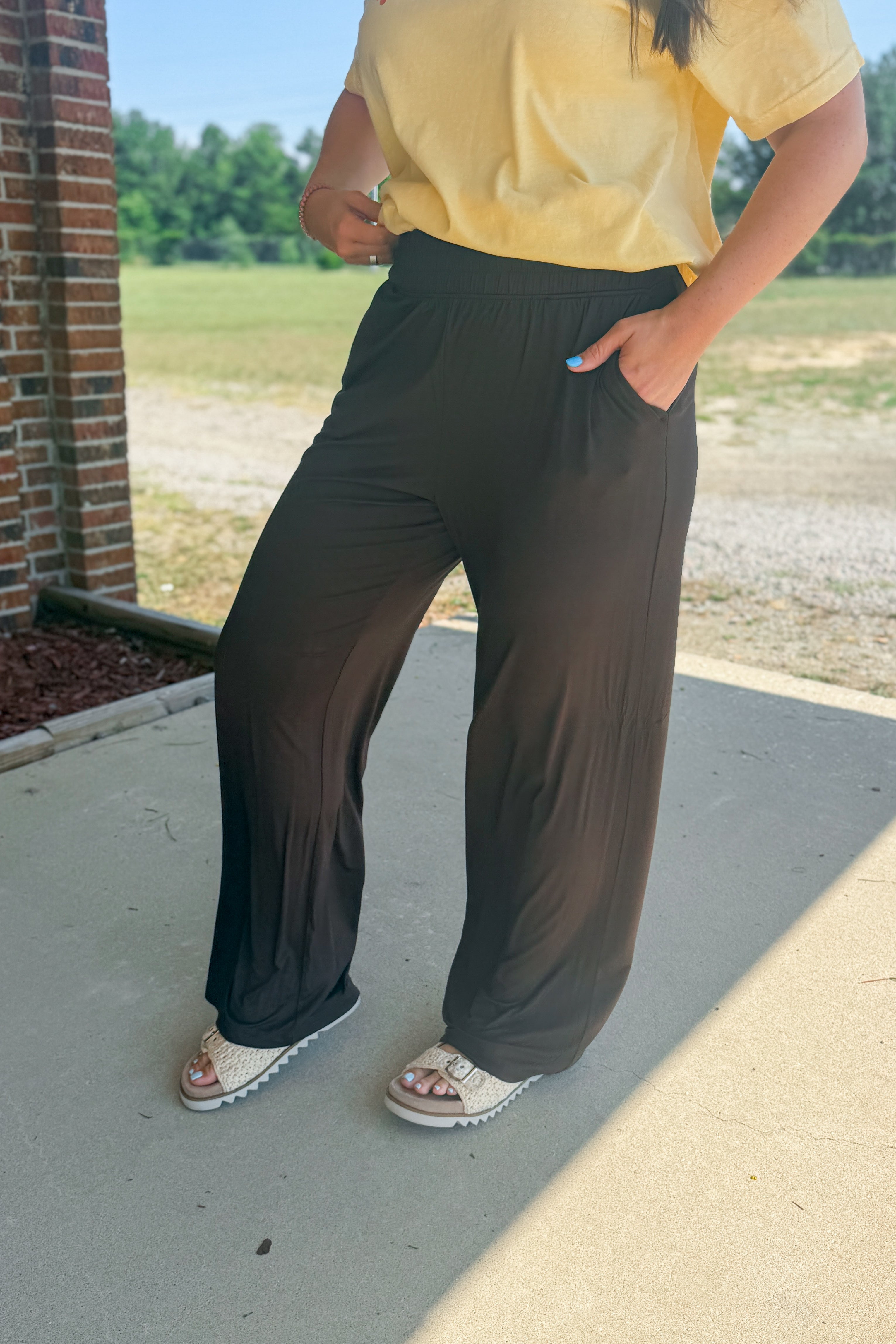 Slow Mornings Wide Leg Pants, Espresso