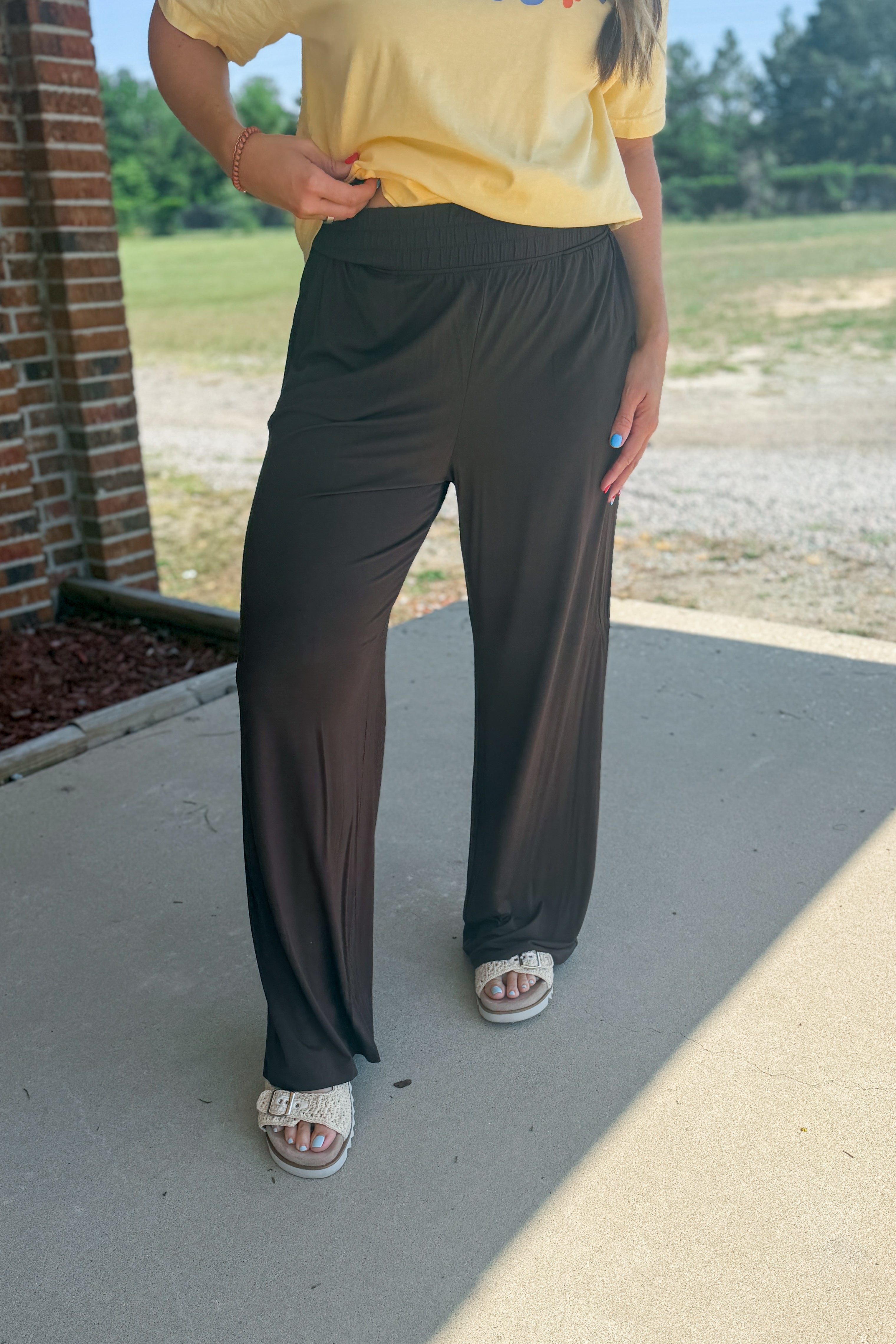 Slow Mornings Wide Leg Pants, Espresso