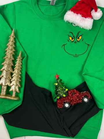 Grinchee Embroidered Sweatshirt, Green