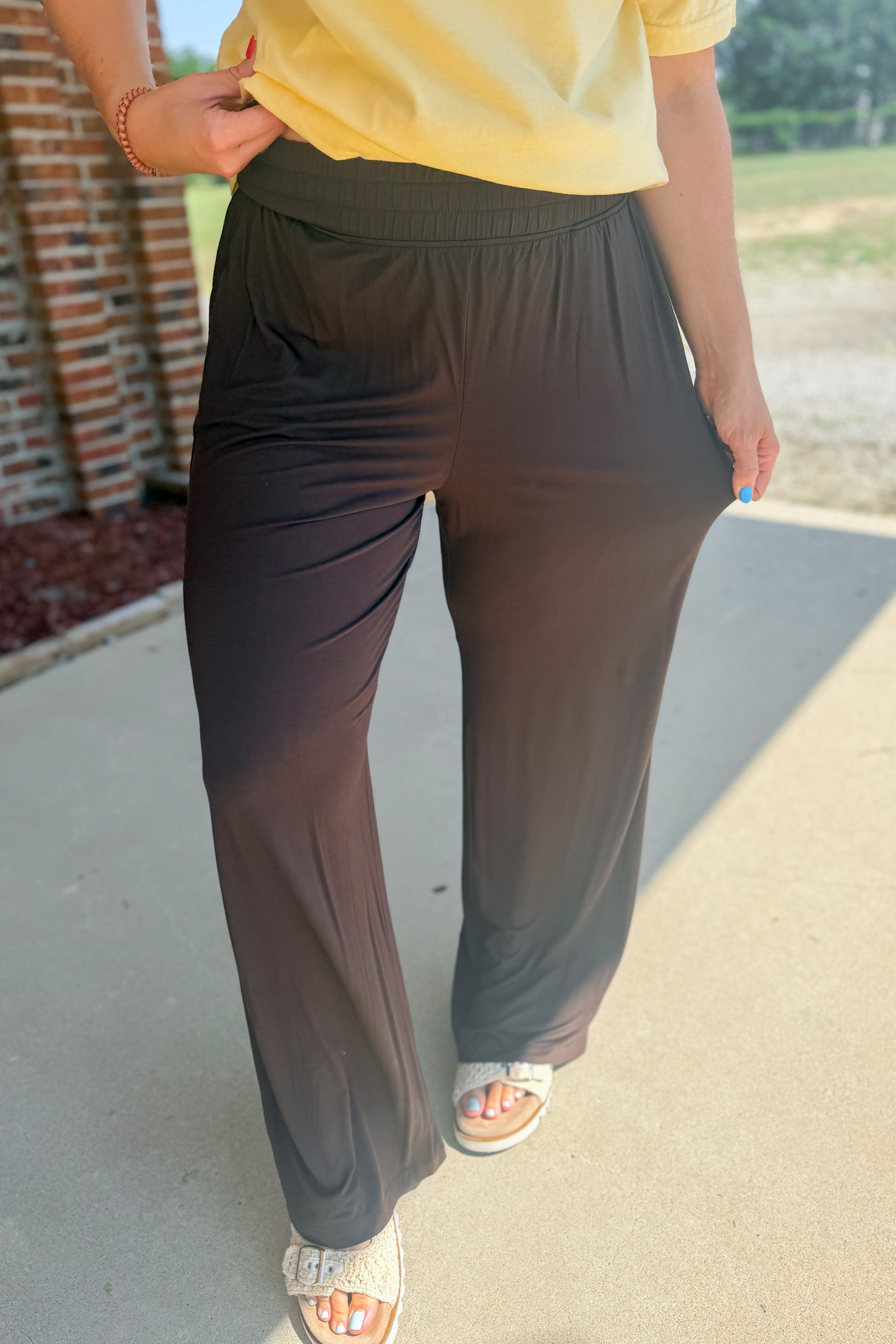Slow Mornings Wide Leg Pants, Espresso