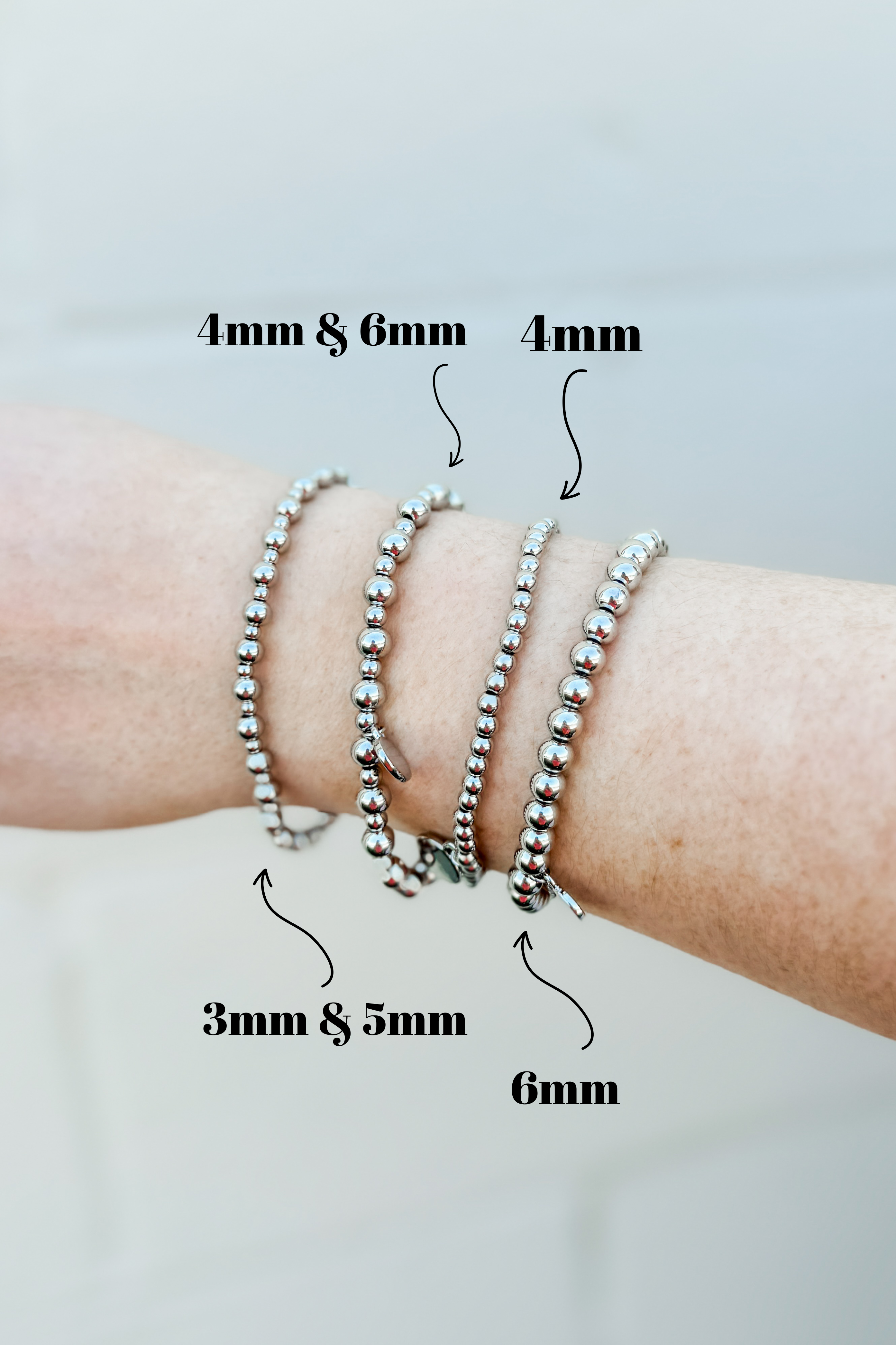 6mm Ball Roll On Bracelet, Silver