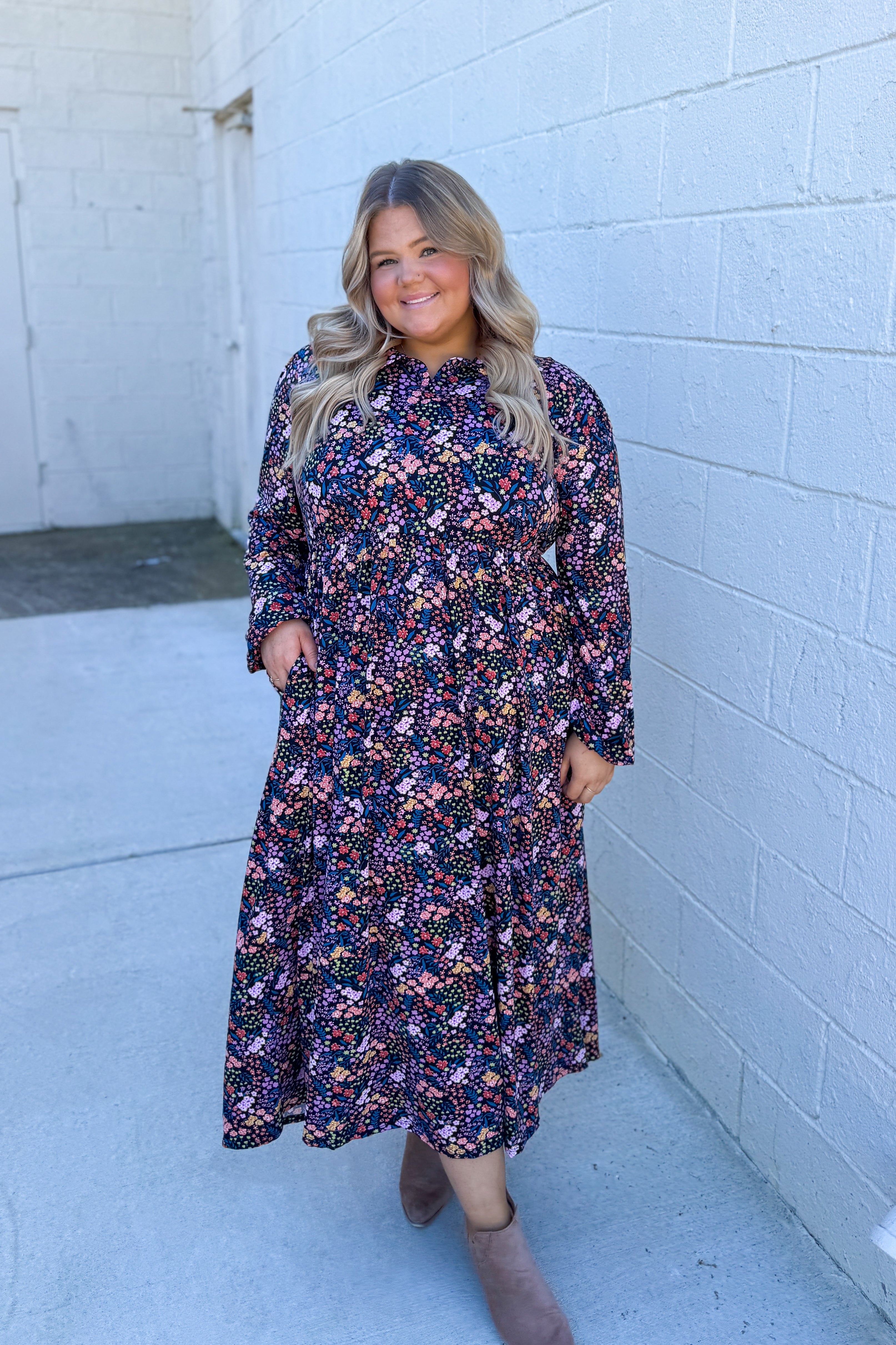 Season Shift Floral Midi Dress