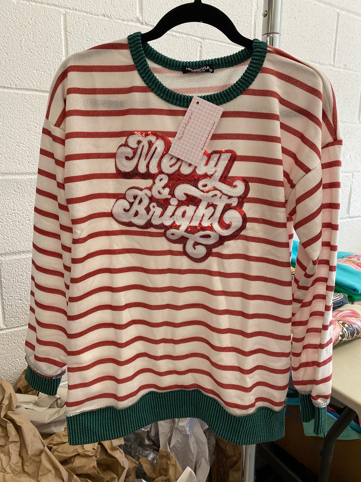 Striped Merry & Bright Sequin Top