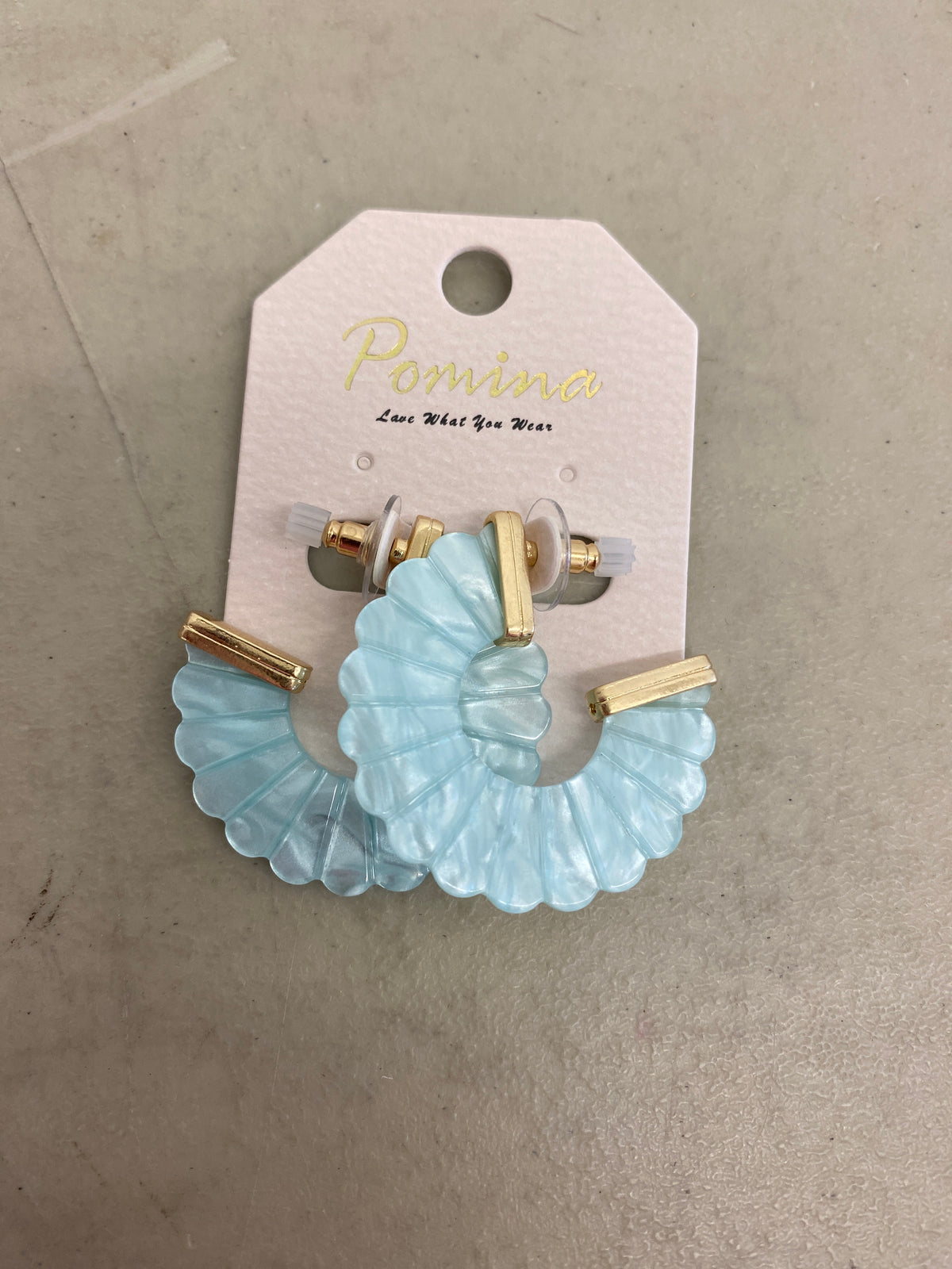 Scalloped Marble Acetate Hoop Drop Earrings