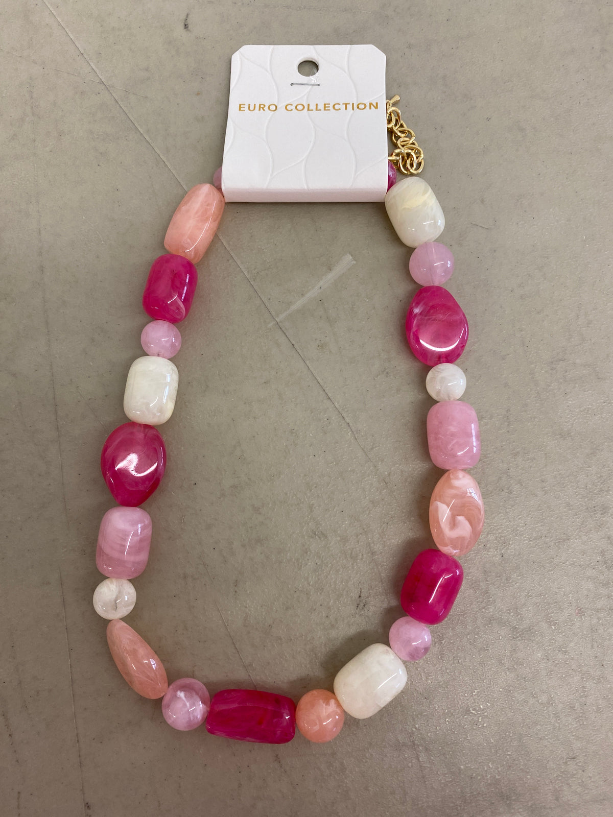 Chunky Stone Beaded Necklace, Pink Multi