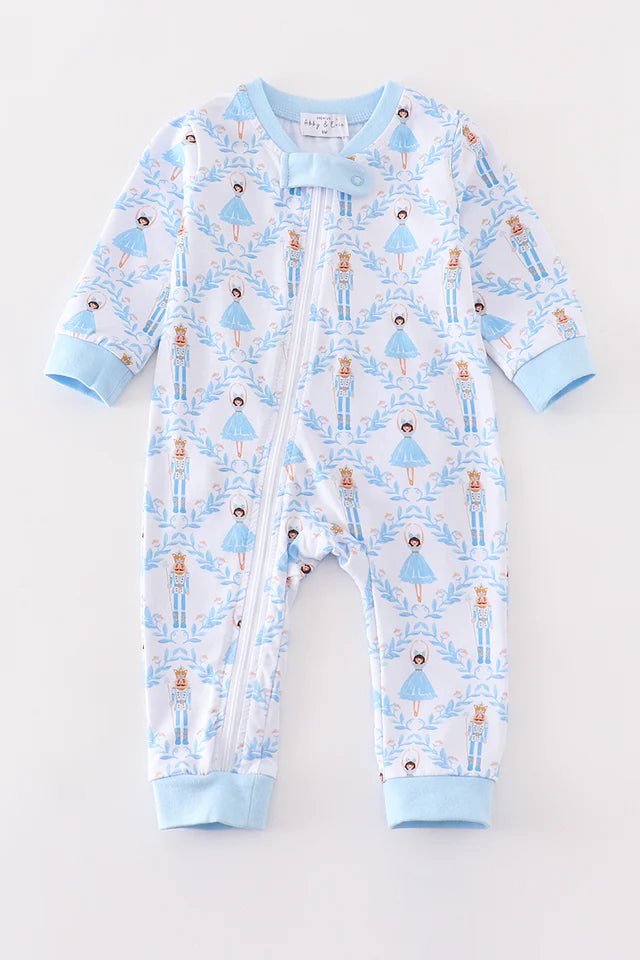 Blue Nutcracker Bamboo Zipper Romper