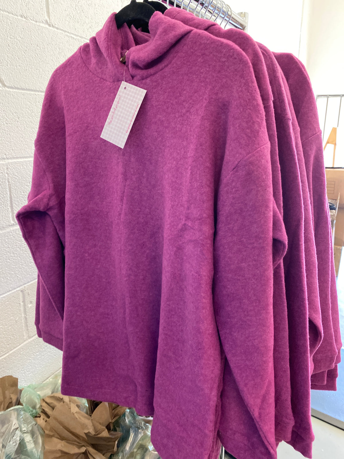 Amber Pullover Hoodie Top, Light Plum