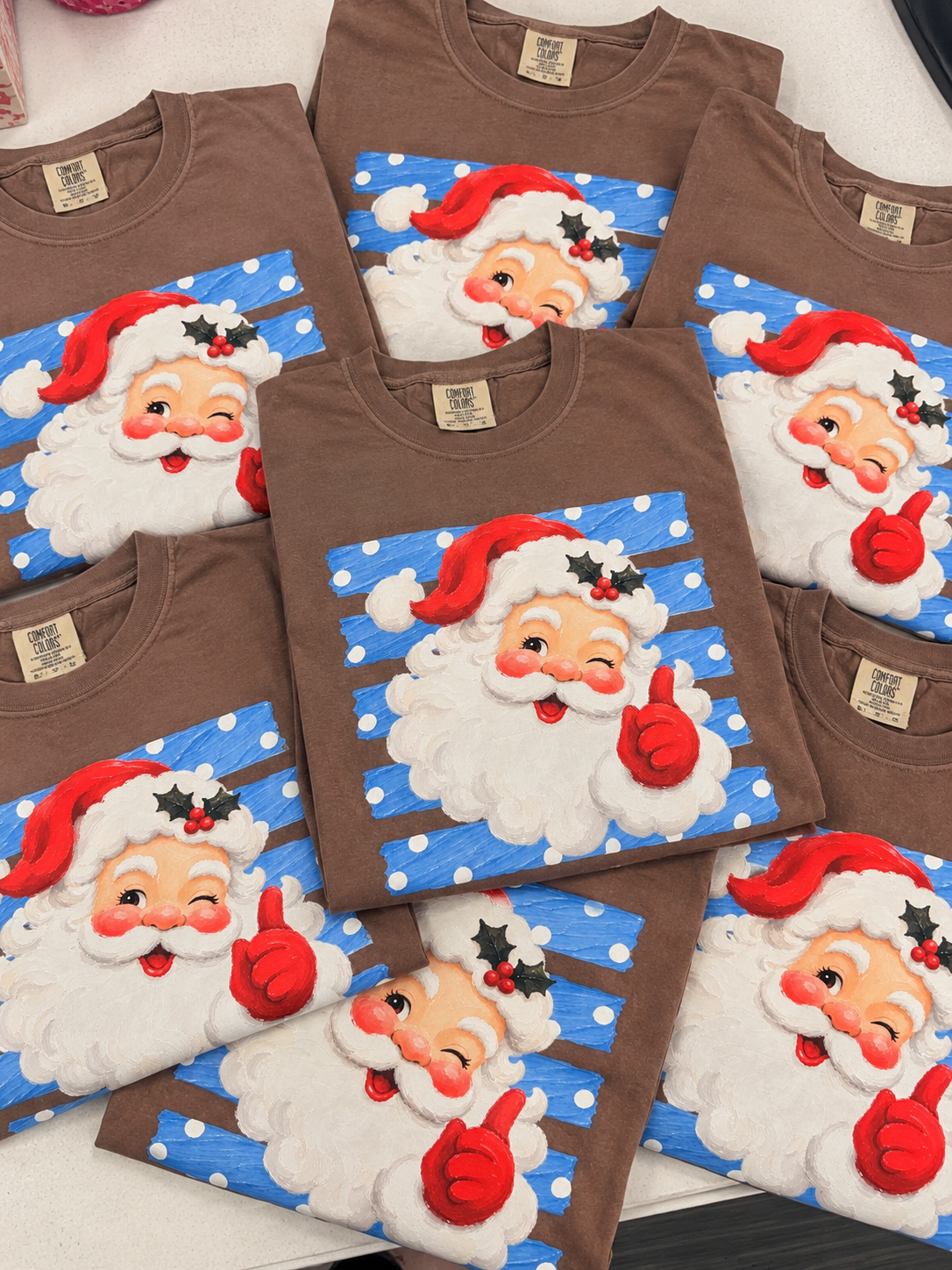 Santa Blue Stripe Graphic Tee, Espresso