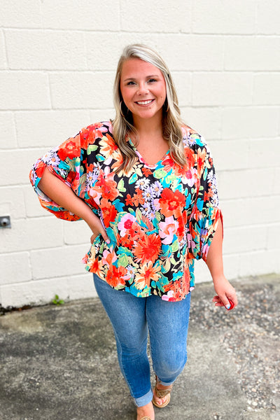 A Floral Dream Top, Black