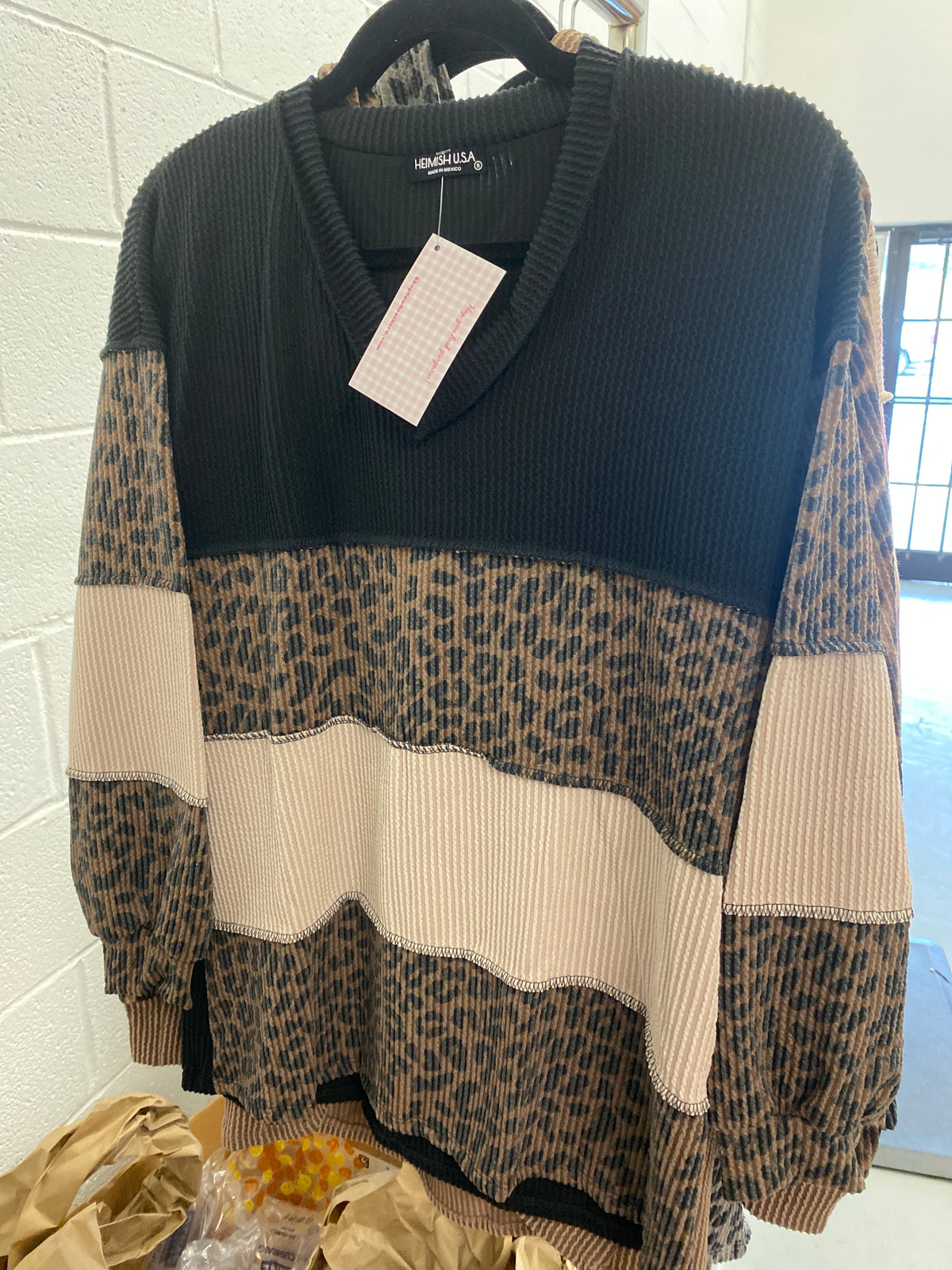 Wild Streak Leopard Colorblock Top