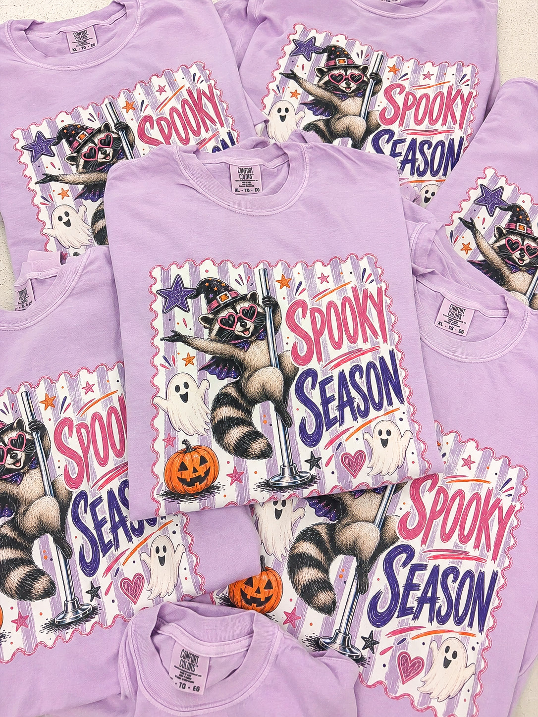 Spooky Raccoon Season Graphic Tee, Orchid