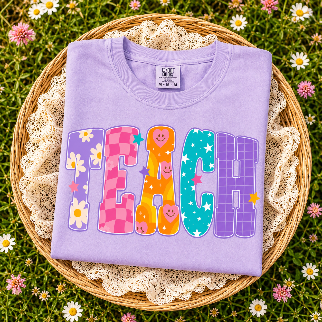 PREORDER: Teach Multi Graphic Tee, Orchid