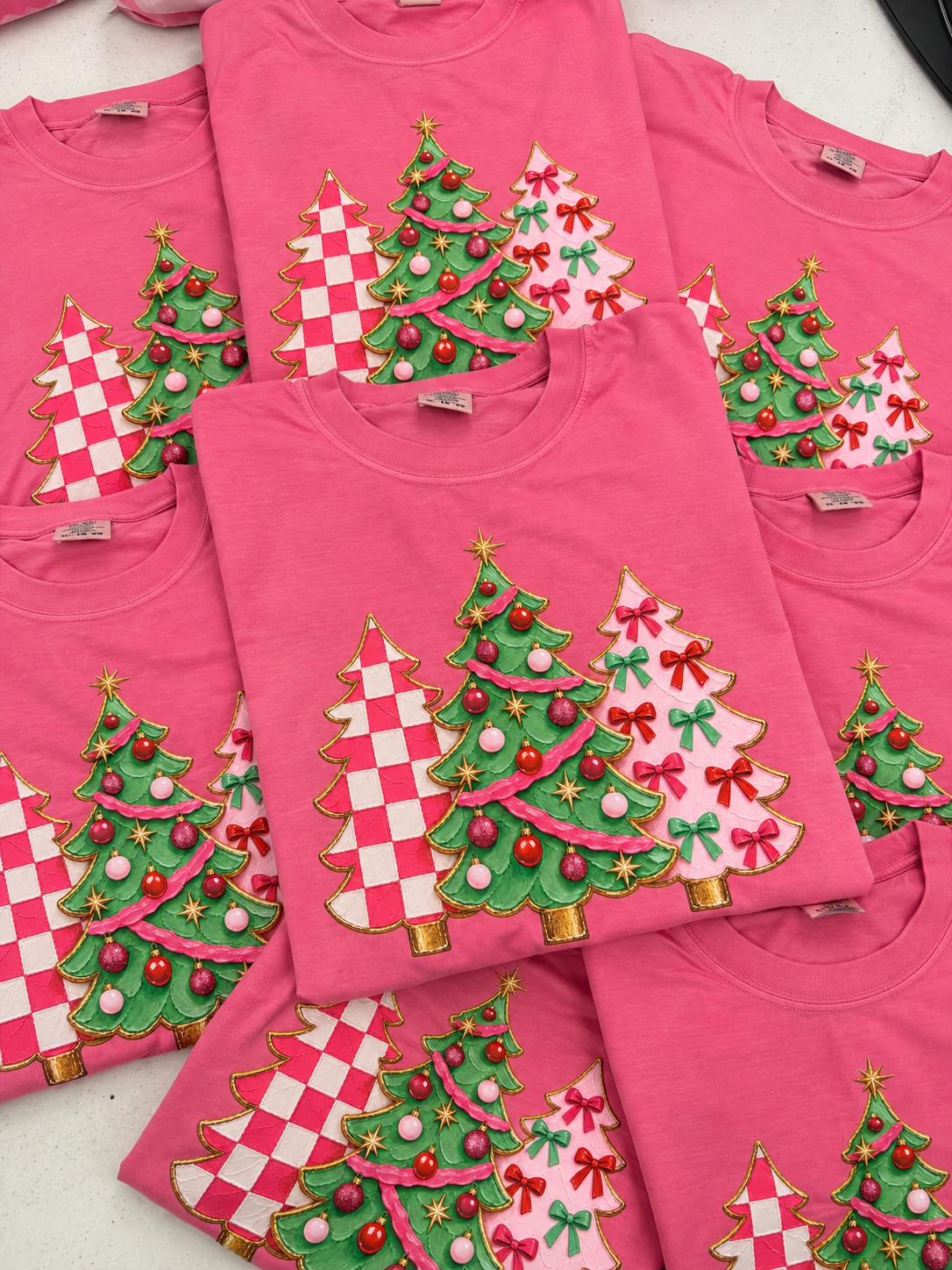 Pink Tree Trio Graphic Tee, Crunchberry