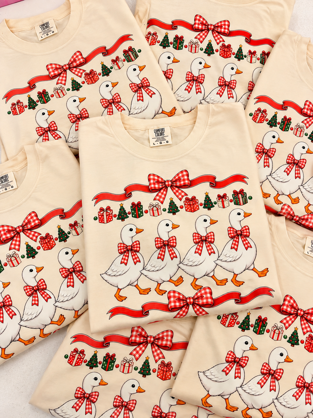 Christmas Vintage Geese Graphic Tee, Ivory