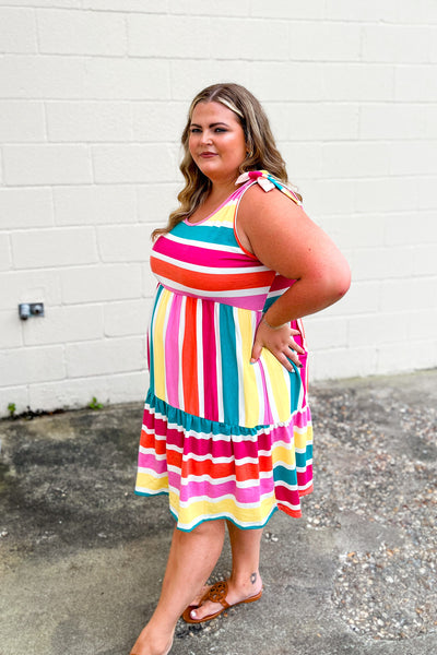 Totally Magic Colorful Stripe Babydoll Dress