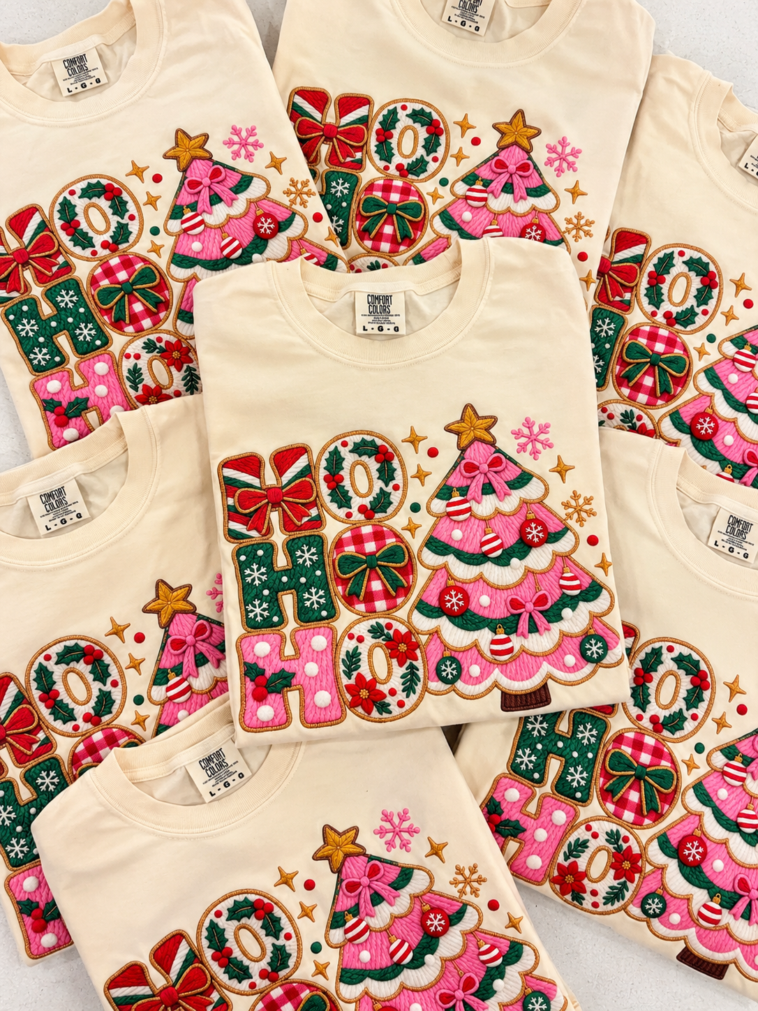 Pinkmas Ho Ho Ho Graphic Tee, Ivory