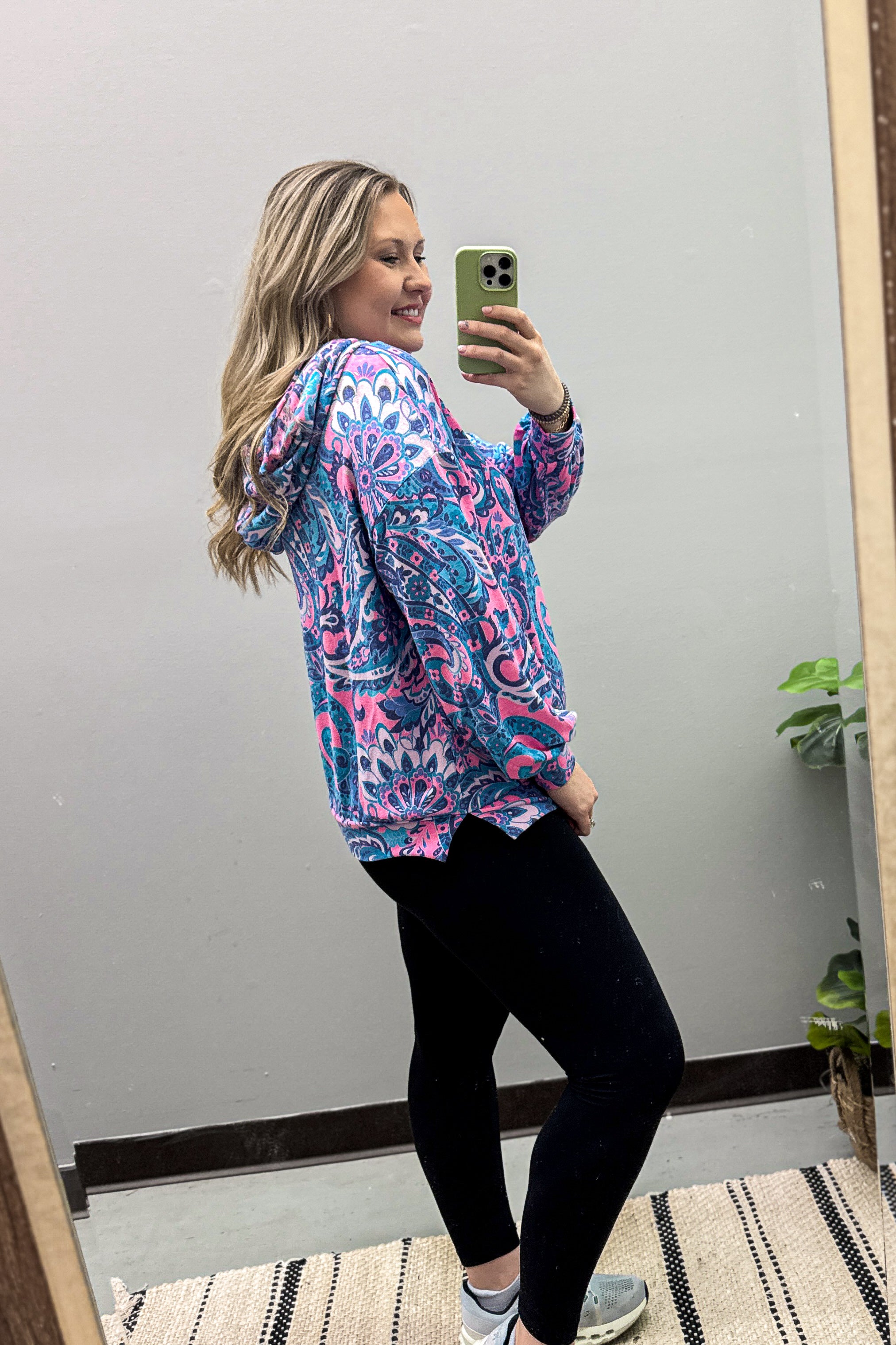 Paisley Print Hoodie Pullover Top