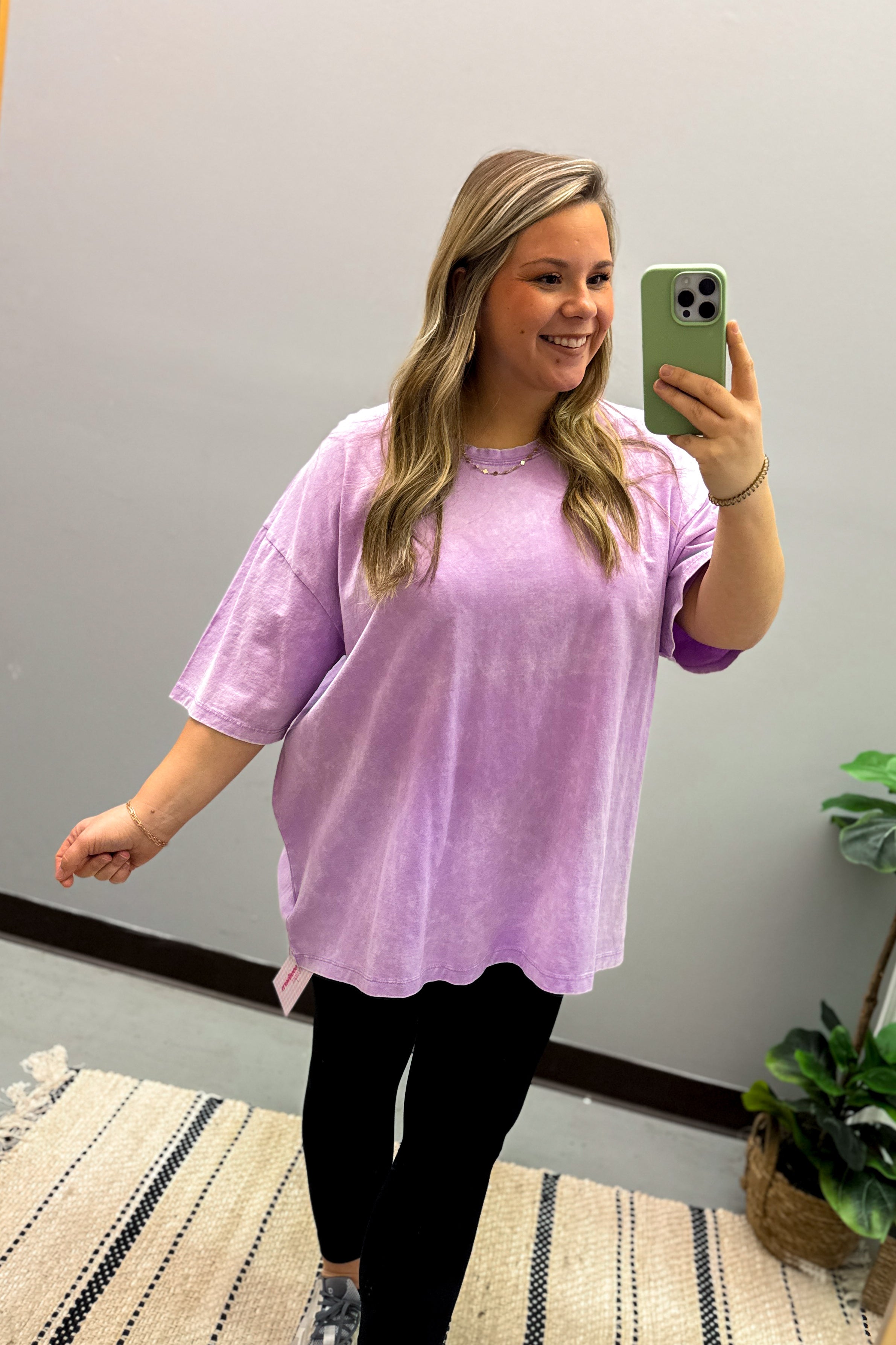 What You Are Oversized Acid Wash Top, Lavender