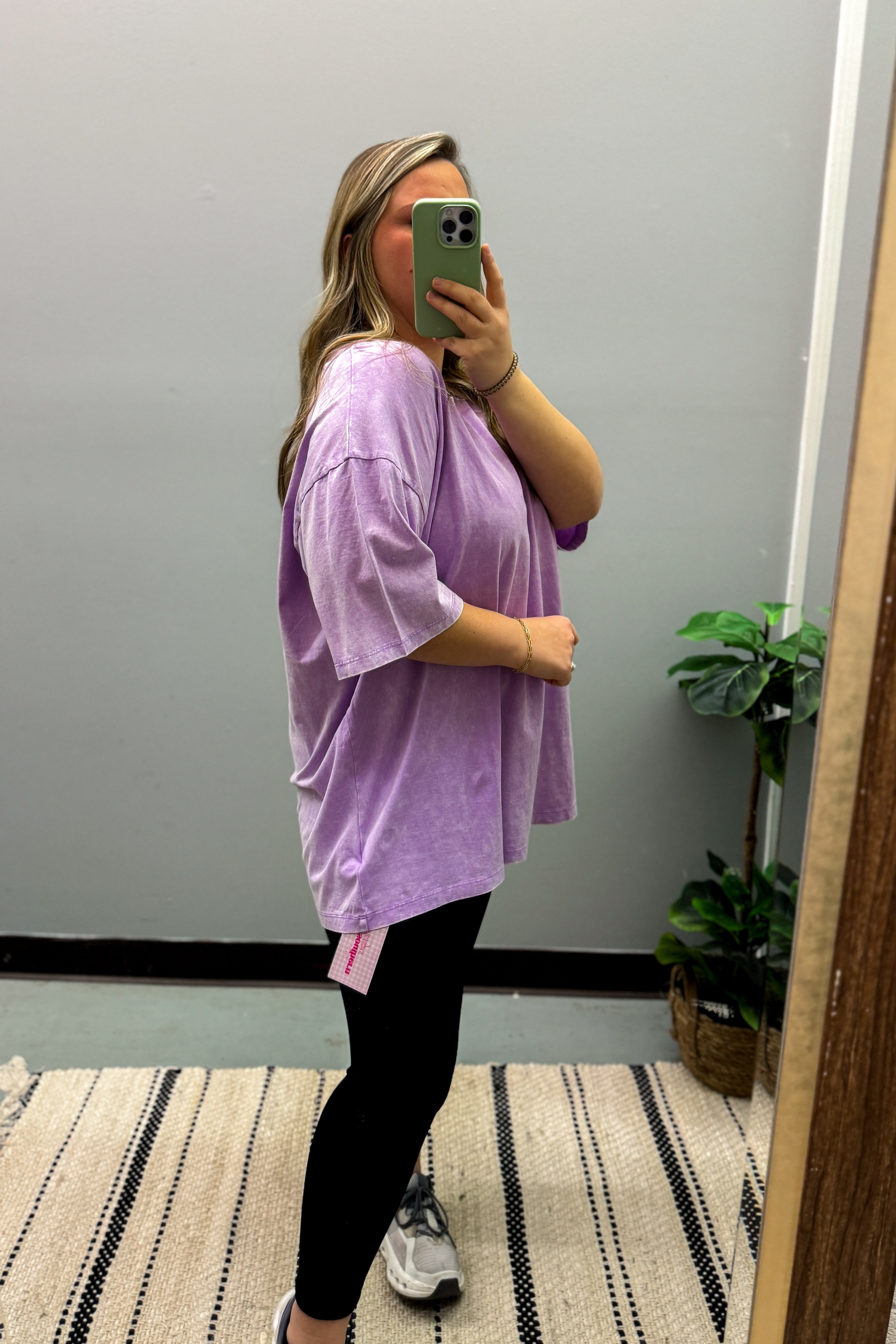 What You Are Oversized Acid Wash Top, Lavender