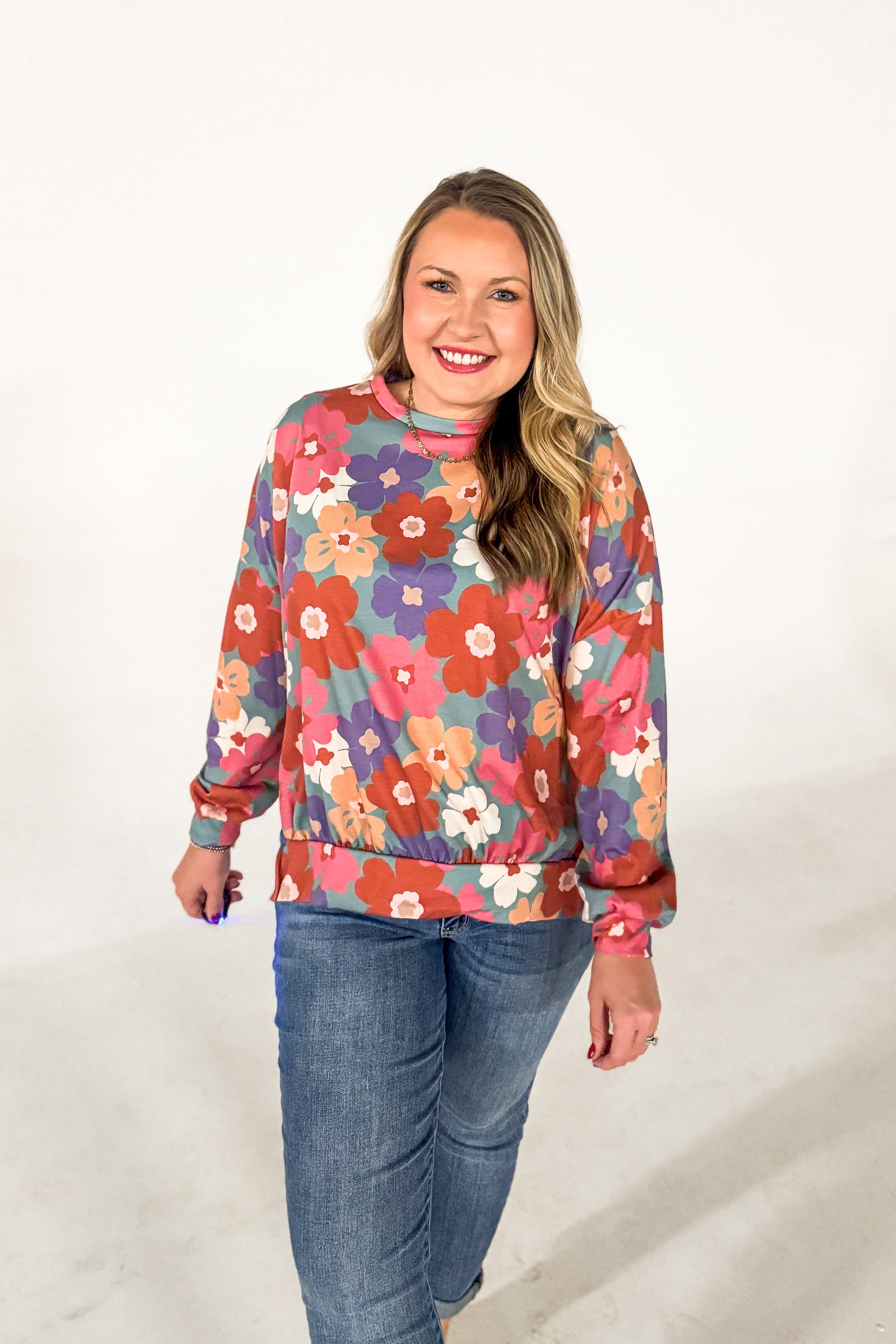 Groovy Garden Floral Pullover Top