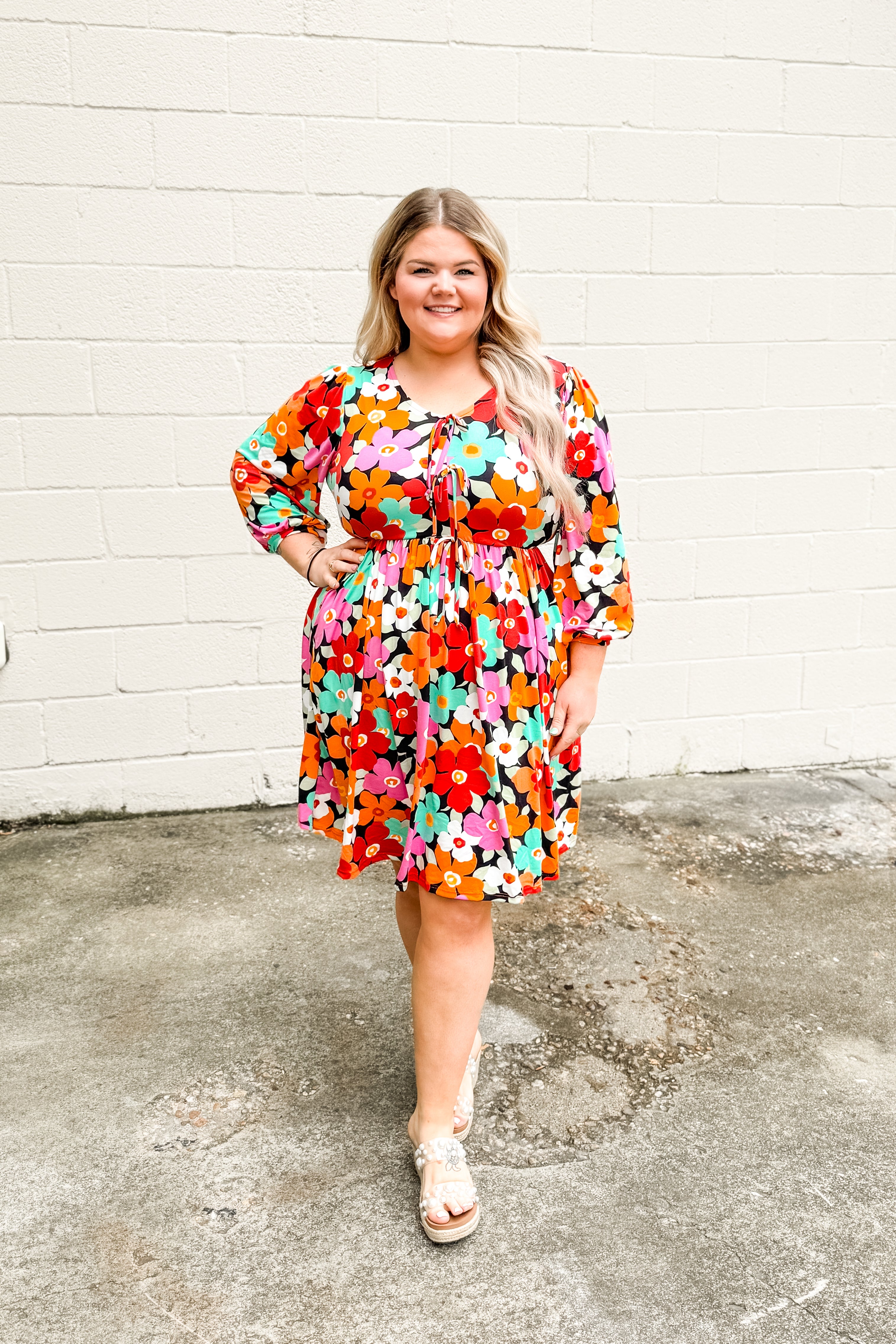 Living In Color Tie Detail Babydoll Dress