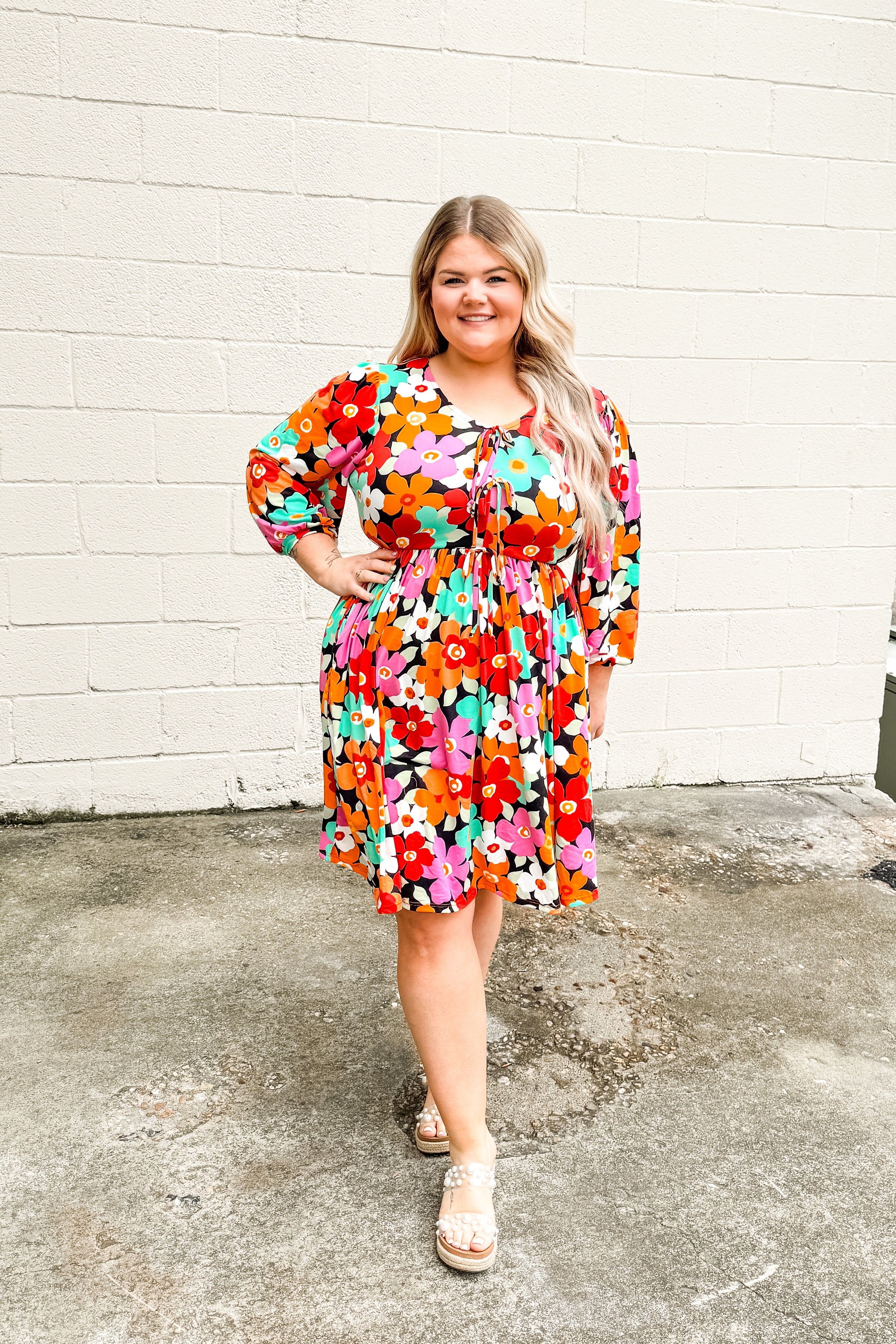 Living In Color Tie Detail Babydoll Dress