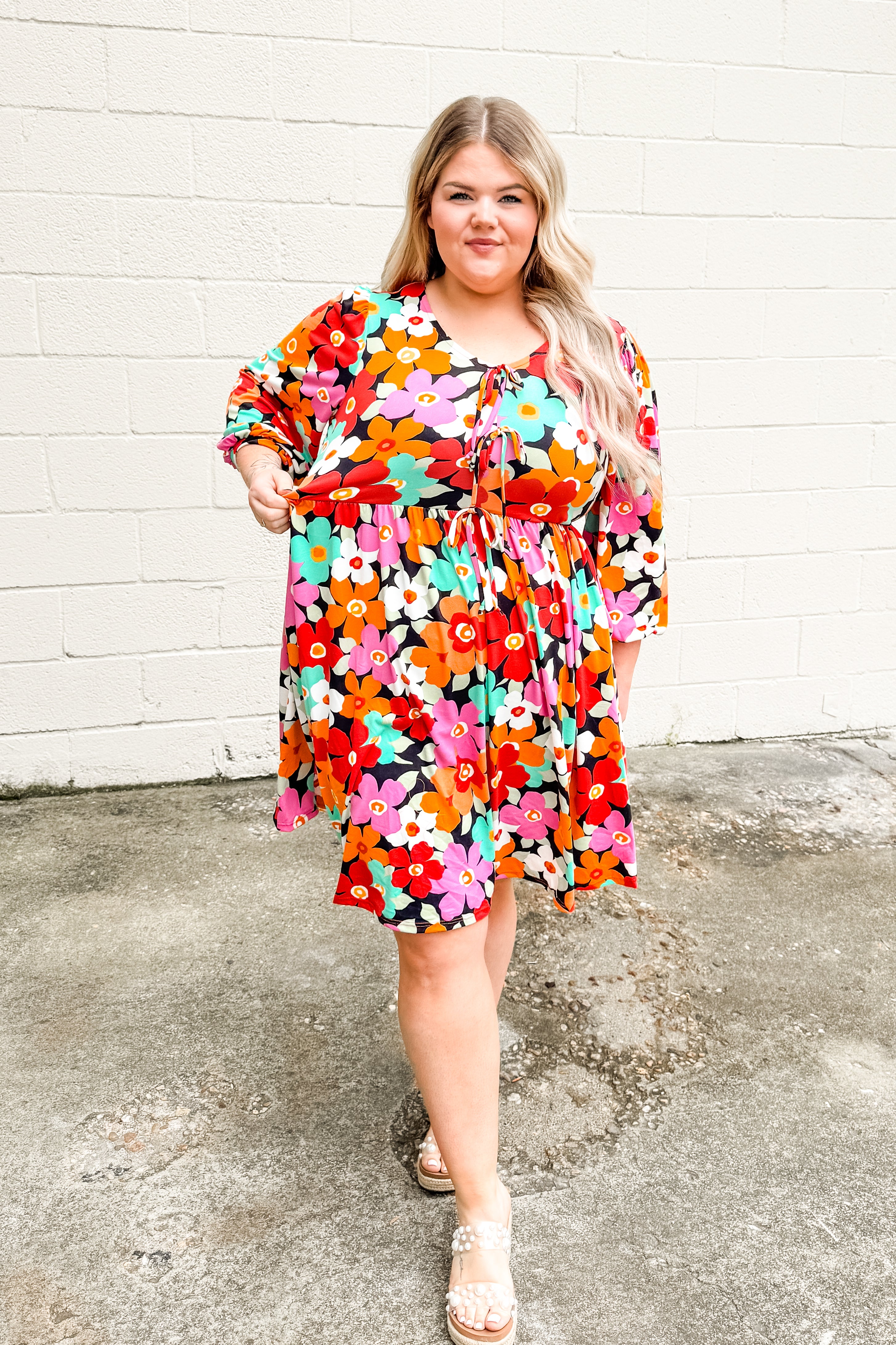Living In Color Tie Detail Babydoll Dress