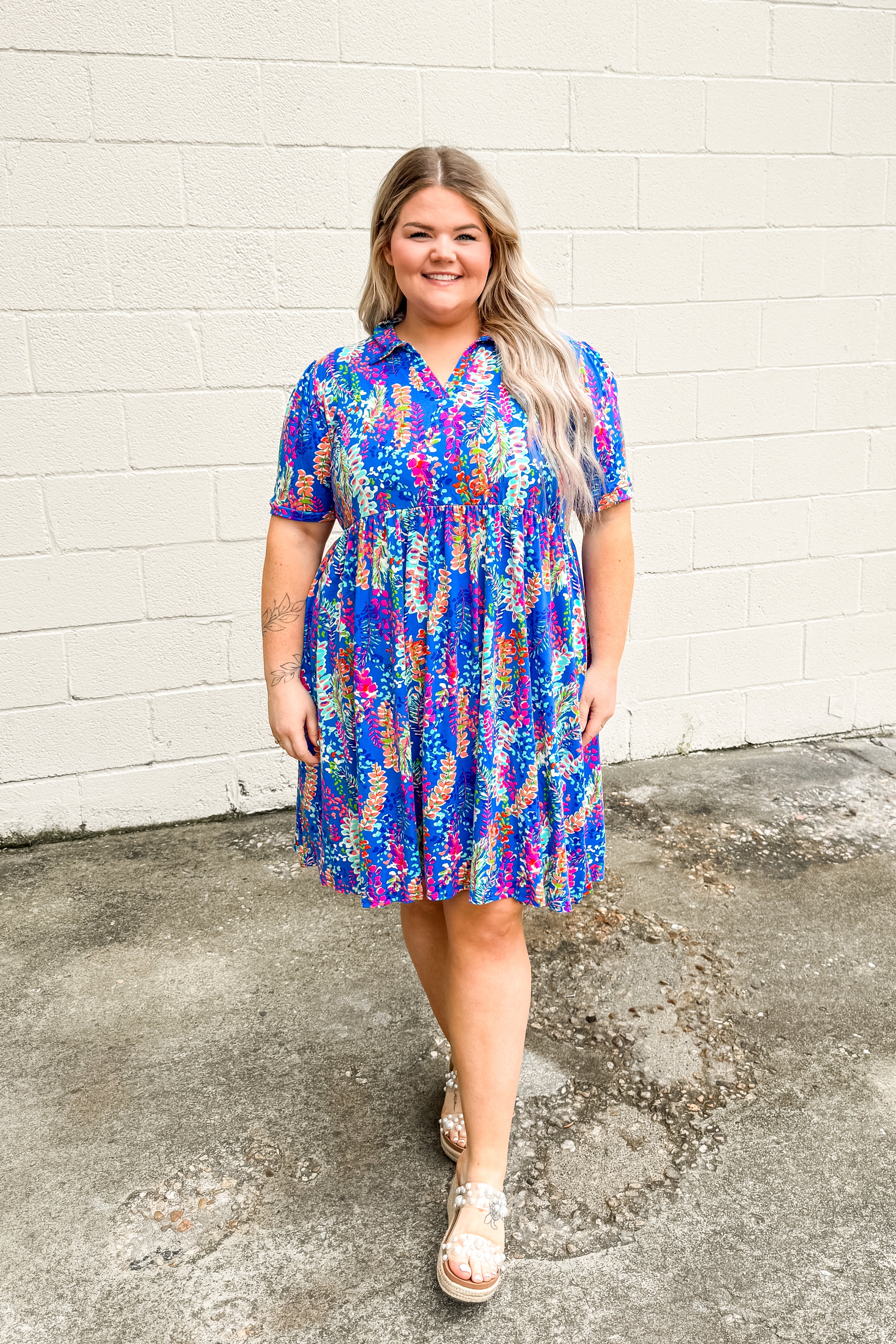 So Far So Good Floral Multi Print Dress, Blue