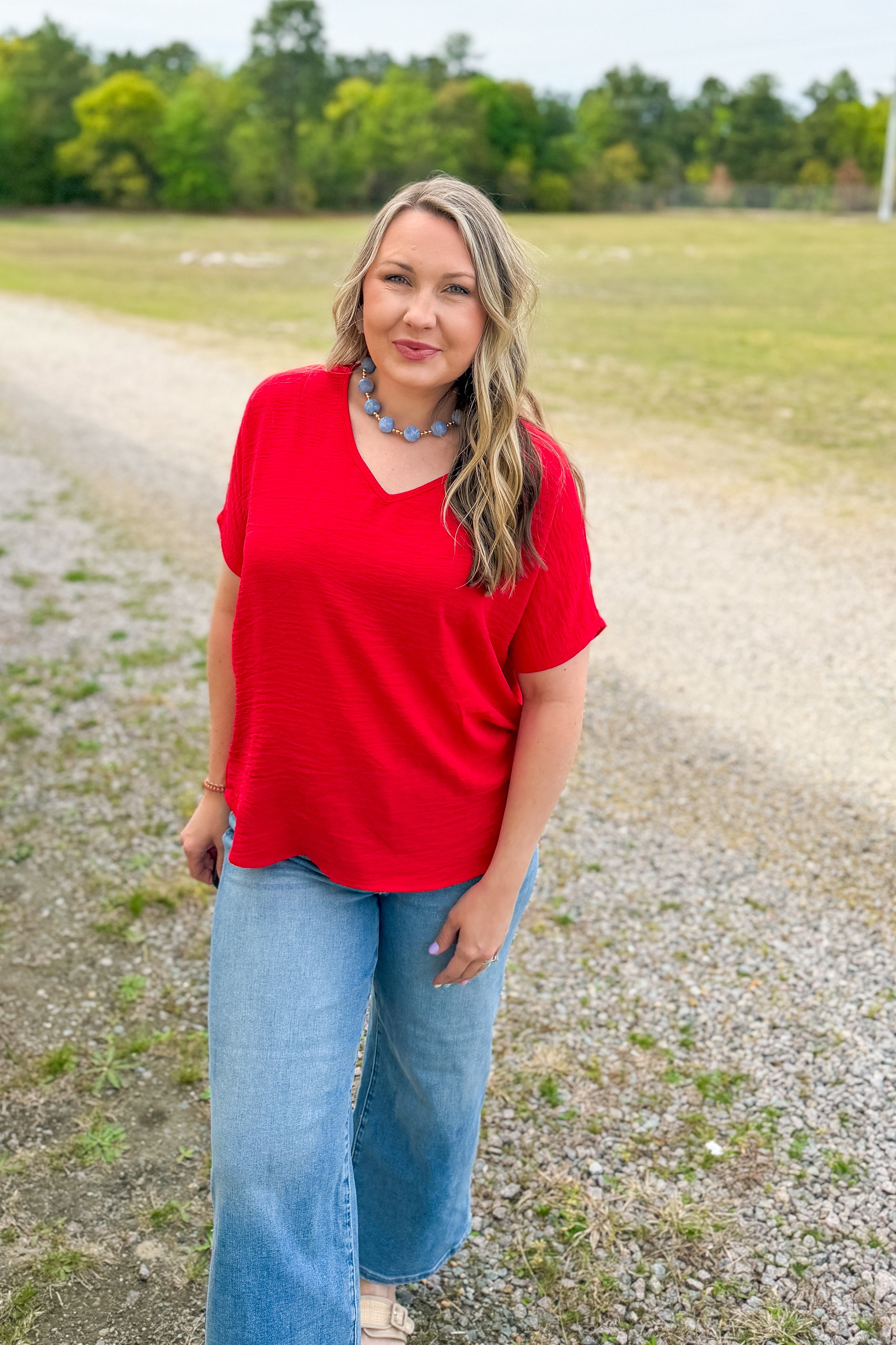 The Wren Airflow Top, Ruby Red