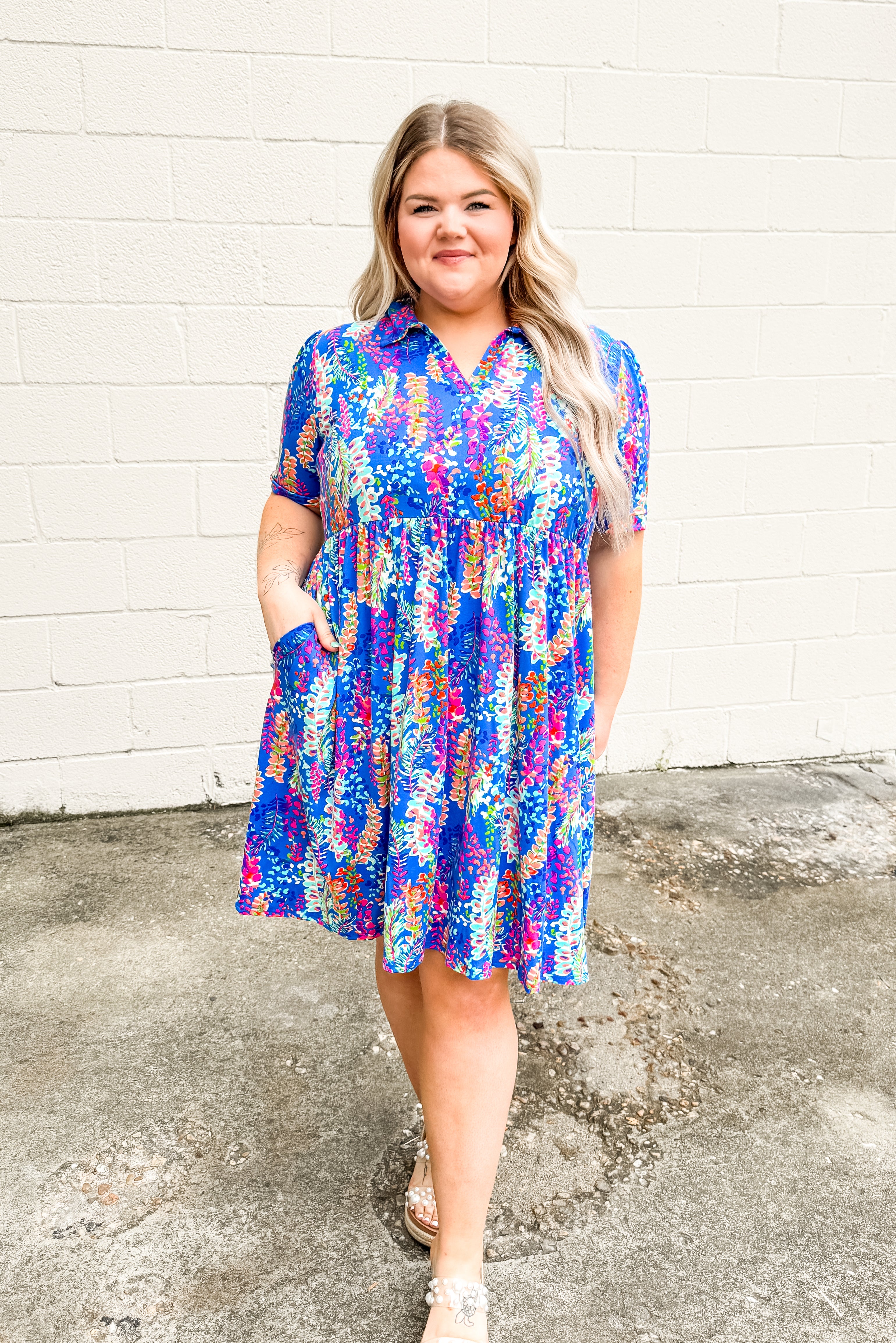So Far So Good Floral Multi Print Dress, Blue